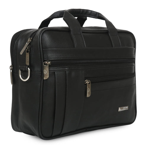 Zipline Laptop bags for men office use | Faux Leather SMALL laptop bag for Man - Fits 13 inch Laptop/Macbook/Macbook Pro/Tablet Messenger Bags For Mens (1-Black Bag)