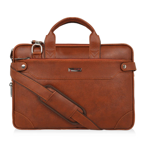 Zipline Laptop bags for men office use | Faux Leather Laptop Bag for Man - Fits 14/15.6/16 inch Laptop, Macbook, Macbook Pro Messenger Bags for Mens (1-Tan Bag)