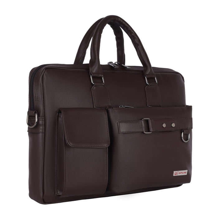 Zipline Laptop bags for men office use | Faux Leather laptop bag for Man - Fits 14/15/15.6 inch Macbook/Macbook Pro/Tablet/Laptop office Bags For Mens (1-Black Bag)