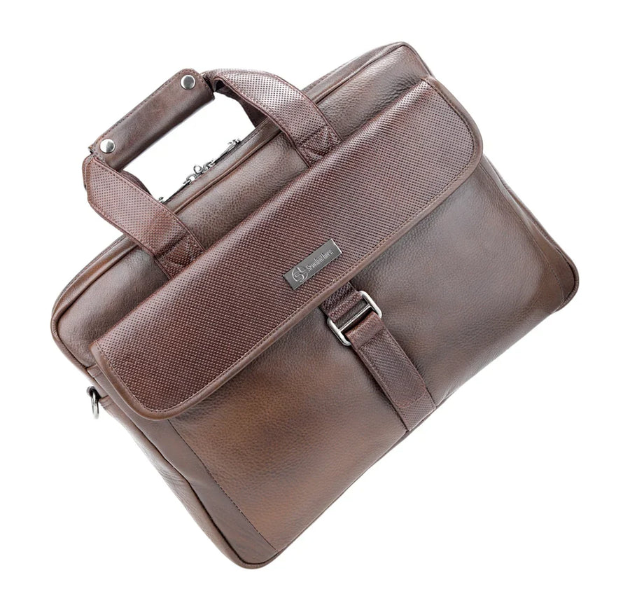 Zipline Office Casual Faux Leather Laptop Handbags for Women - Fits 13/13.5/14 inch Laptop/Tablet Office Bags for Women - Bronw
