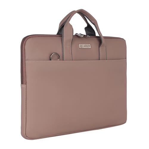 Zipline Office Casual Faux Leather laptop bags for women office use- Fits 13/13.5/14 inch Laptop/Macbook/Macbook Pro/Tablet office bags for women (1-Peach Brown Bag)