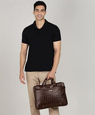 Zipline Office Faux Leather laptop bag for Men - Fits 14/15.6/16 inch Laptop Messenger Bags For Mens (1-Brown Bag)