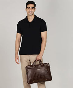 Zipline Office Faux Leather laptop bag for Men - Fits 14/15.6/16 inch Laptop Messenger Bags For Mens (1-Brown Bag)