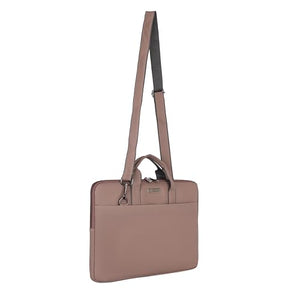 Zipline Office Casual Faux Leather laptop bags for women office use- Fits 13/13.5/14 inch Laptop/Macbook/Macbook Pro/Tablet office bags for women (1-Peach Brown Bag)