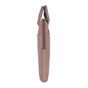 Zipline Office Casual Faux Leather laptop bags for women office use- Fits 13/13.5/14 inch Laptop/Macbook/Macbook Pro/Tablet office bags for women (1-Peach Brown Bag)