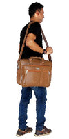 Zipline Laptop bags for men office use | Synthetic Leather Executive Formal 15.6 inch Laptop, MacBook & Macbook Pro Messenger/Office Bag for Man Women (Tan)
