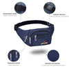 Waist Bags for Men Women- Premium Stitching, Branded Zippers, Waterproof Pocket, Large Fanny Pack for Hiking Travel Camping Running Sports Outdoors, Money Belt with Adjustable Strap (Blue)