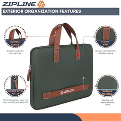 Zipline Office Casual Faux Leather laptop bags for women office use - Fits 13/13.5/14 inch Laptop/Macbook/Macbook Pro/Tablet office bags for women (1-Green Bag)
