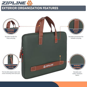 Zipline Office Casual Faux Leather laptop bags for women office use - Fits 13/13.5/14 inch Laptop/Macbook/Macbook Pro/Tablet office bags for women (1-Green Bag)