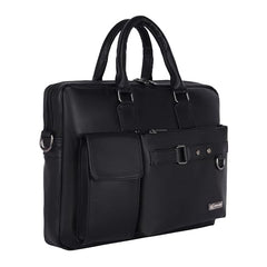 Zipline Laptop bags for men office use | Faux Leather laptop bag for Man - Fits 14/15/15.6 inch Macbook/Macbook Pro/Tablet/Laptop office Bags For Mens (1-Black Bag)