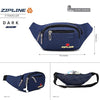 Waist Bags for Men Women- Premium Stitching, Branded Zippers, Waterproof Pocket, Large Fanny Pack for Hiking Travel Camping Running Sports Outdoors, Money Belt with Adjustable Strap (Blue)