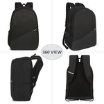 Zipline Backpack bag for Men Women 24L casual laptop bag 15.6 inch office bag for men Water resistant Sleek Smart bag for boys (1-Balack Bag)