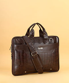 Zipline Office Faux Leather laptop bag for Men - Fits 14/15.6/16 inch Laptop Messenger Bags For Mens (1-Brown Bag)