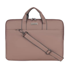 Zipline Office Casual Faux Leather laptop bags for women office use- Fits 13/13.5/14 inch Laptop/Macbook/Macbook Pro/Tablet office bags for women (1-Peach Brown Bag)
