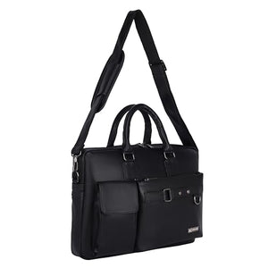 Zipline Laptop bags for men office use | Faux Leather laptop bag for Man - Fits 14/15/15.6 inch Macbook/Macbook Pro/Tablet/Laptop office Bags For Mens (1-Black Bag)
