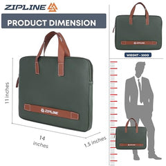 Zipline Office Casual Faux Leather laptop bags for women office use - Fits 13/13.5/14 inch Laptop/Macbook/Macbook Pro/Tablet office bags for women (1-Green Bag)