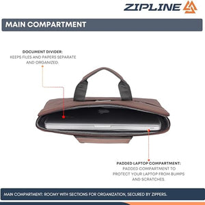 Zipline Office Casual Faux Leather laptop bags for women office use- Fits 13/13.5/14 inch Laptop/Macbook/Macbook Pro/Tablet office bags for women (1-Peach Brown Bag)