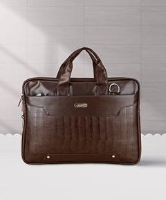 Zipline Office Faux Leather laptop bag for Men - Fits 14/15.6/16 inch Laptop Messenger Bags For Mens (1-Brown Bag)