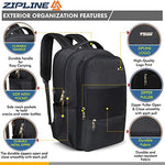 Zipline 35 Ltr, 19 inch Grey Laptop Backpack for Men & Women college girls boys fits 15.6 inch laptop macbook pro/tablet polyester Airline carry-on size
