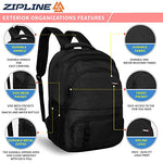 Zipline 35 Ltr, 19 inch Grey Laptop Backpack for Men & Women college girls boys fits 15.6 inch laptop macbook pro/tablet polyester Airline carry-on size