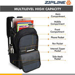Zipline 35 Ltr, 19 inch Grey Laptop Backpack for Men & Women college girls boys fits 15.6 inch laptop macbook pro/tablet polyester Airline carry-on size