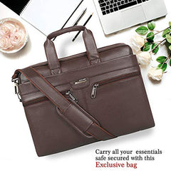 Zipline Office Synthetic Leather laptop bag for Men women, 15.6" compatible laptop Messenger Bags for Men & Women (1-Brown Bag)
