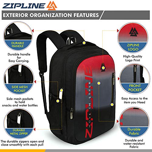 Zipline Casual backpack School bags for boys & Girls |35L Water Resistant backpack bags for women|Stylish,Lightweight,Durable|College bag for boys