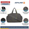 Zipline Gym Polyester Waterproof 40L Large Sports Travel Duffel Bag with Multiple Compartment for Men Women (Grey)