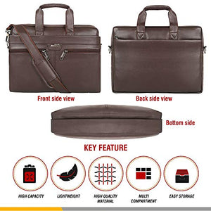 Zipline Office Synthetic Leather laptop bag for Men women, 15.6" compatible laptop Messenger Bags for Men & Women (1-Brown Bag)