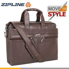 Zipline Office Synthetic Leather laptop bag for Men women, 15.6" compatible laptop Messenger Bags for Men & Women (1-Brown Bag)