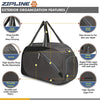 Zipline Gym Polyester Waterproof 40L Large Sports Travel Duffel Bag with Multiple Compartment for Men Women (Grey)