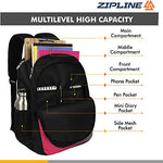 Zipline Casual backpack School bags for boys & Girls |35L Water Resistant backpack bags for women|Stylish,Lightweight,Durable|College bag for boys