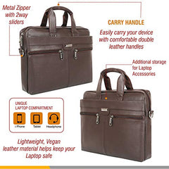 Zipline Office Synthetic Leather laptop bag for Men women, 15.6" compatible laptop Messenger Bags for Men & Women (1-Brown Bag)