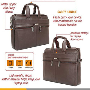Zipline Office Synthetic Leather laptop bag for Men women, 15.6" compatible laptop Messenger Bags for Men & Women (1-Brown Bag)