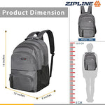 Zipline 35 Ltr, 19 inch Grey Laptop Backpack for Men & Women college girls boys fits 15.6 inch laptop macbook pro/tablet polyester Airline carry-on size