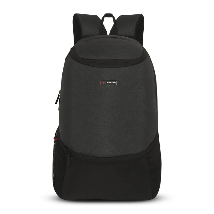 Zipline Backpack Bag for Men Women 24L Casual Laptop Bag 15.6 inch Office Bag for Men Water Resistant Sleek Smart Bag for Boys (Black) - Black