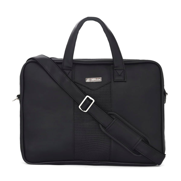 Zipline Faux Leather Laptop Bag for Men - Fits 14/15/15.6 inch Laptop/Tablet Messenger Office Bags for Men (Black) - Black