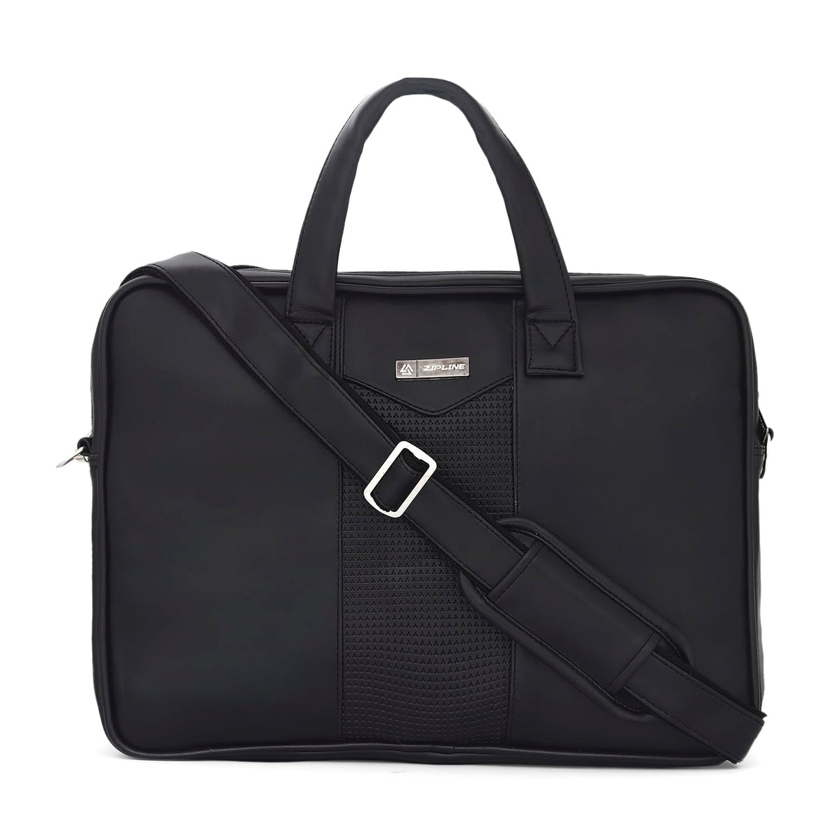 Zipline Faux Leather Laptop Bag for Men - Fits 14/15/15.6 inch Laptop/Tablet Messenger Office Bags for Men (Black) - Black