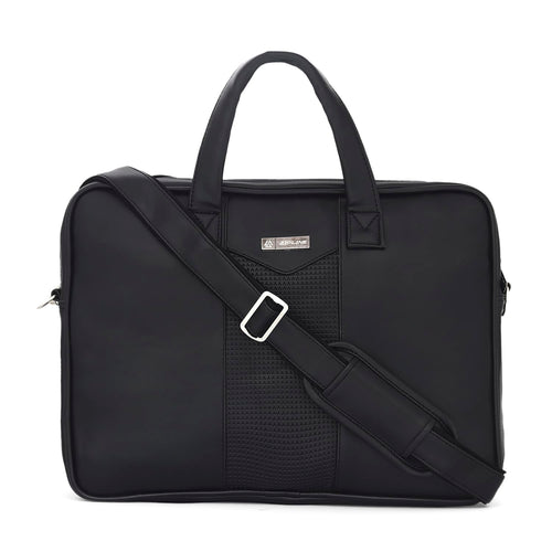Zipline Faux Leather Laptop Bag for Men - Fits 14/15/15.6 inch Laptop/Tablet Messenger Office Bags for Men (Black)