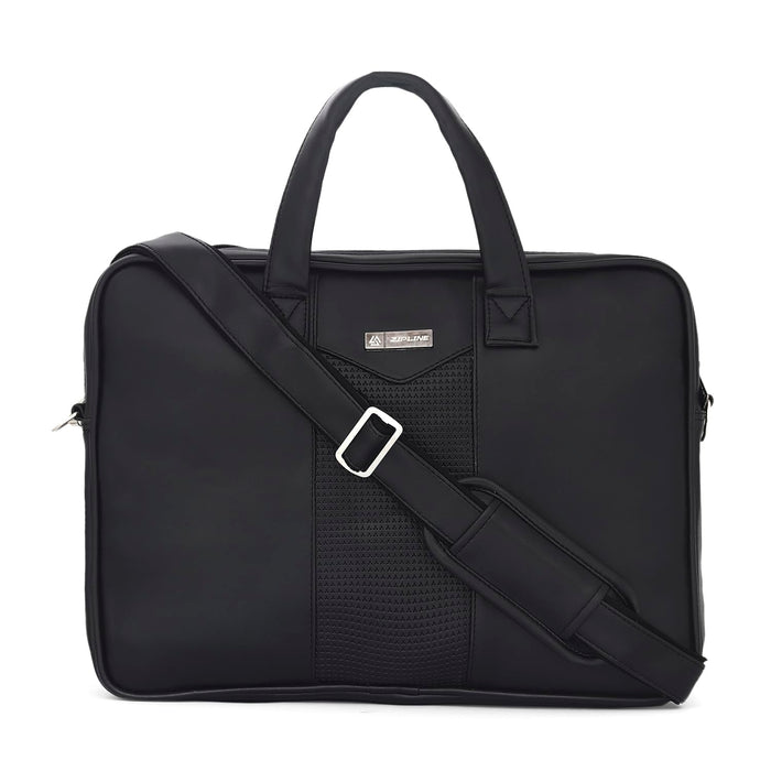 Zipline Faux Leather Laptop Bag for Men - Fits 14/15/15.6 inch Laptop/Tablet Messenger Office Bags for Men (Black) - Black