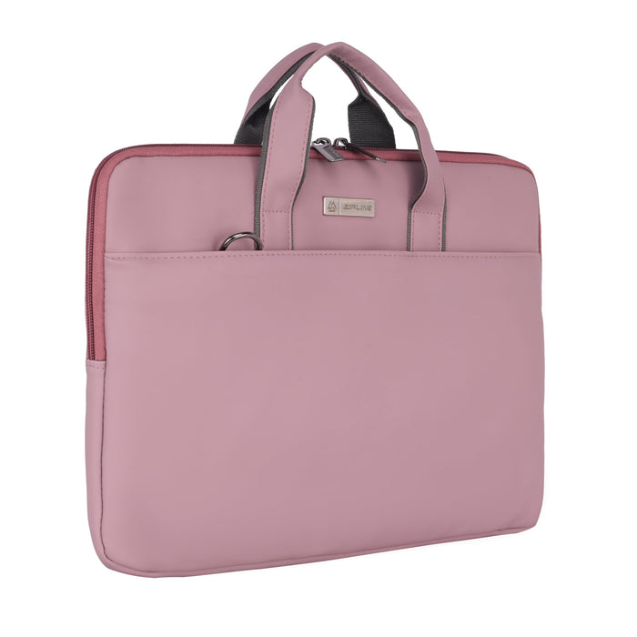 Zipline Office Casual Faux Leather laptop bags for women office use- Fits 13/13.5/14 inch Laptop/Macbook/Macbook Pro/Tablet office bags for women - Pink