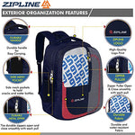 Zipline Casual backpack School bags for boys & Girls |35L Water Resistant backpack bags for women|Stylish,Lightweight,Durable|College bag for boys