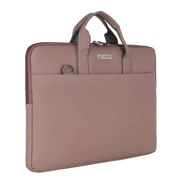 Zipline Office Casual Faux Leather laptop bags for women office use- Fits 13/13.5/14 inch Laptop/Macbook/Macbook Pro/Tablet office bags for women - Brown