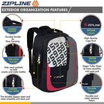 Zipline Casual backpack School bags for boys & Girls |35L Water Resistant backpack bags for women|Stylish,Lightweight,Durable|College bag for boys