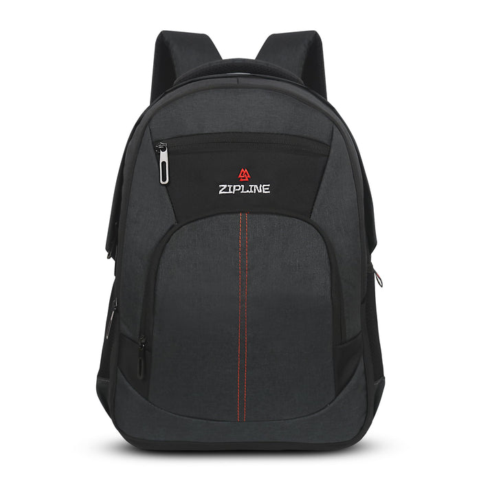Zipline Backpack Bag for Men Women 32L Casual Laptop Bag 15.6 inch Office Bag for Men Water Resistant Sleek Smart Bag for Boys (Black) - Black