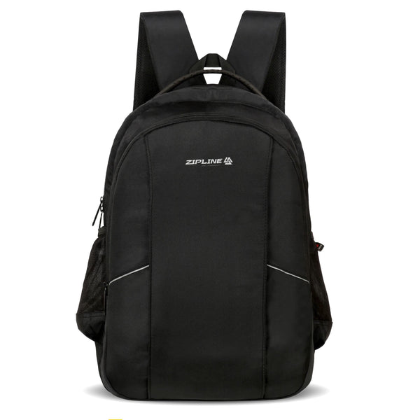 Zipline Polyester 32Ltr Laptop Bags Backpack for Men and Women college girls boys fits 15.6 inch laptop (Black) - Black