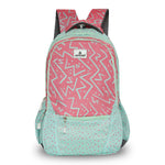 Zipline Casual School Bag for Girls,Blue+Pink|30L Water Resistant Backpack for Women|Stylish,Lightweight,Durable|College Bag for Women .(Medium Size) - Green+Pink