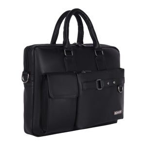 Zipline Laptop bags for men office use | Faux Leather laptop bag for Man - Fits 14/15/15.6 inch Macbook/Macbook Pro/Tablet/Laptop office Bags For Mens (1-Black Bag)