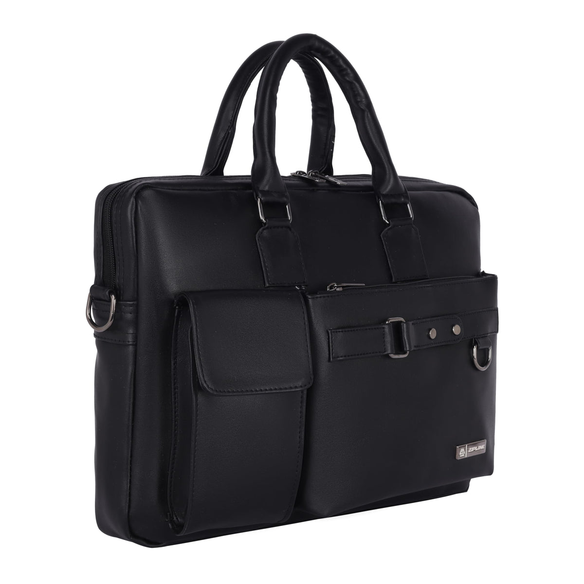 Zipline Laptop bags for men office use | Faux Leather laptop bag for Man - Fits 14/15/15.6 inch Macbook/Macbook Pro/Tablet/Laptop office Bags For Mens - Black
