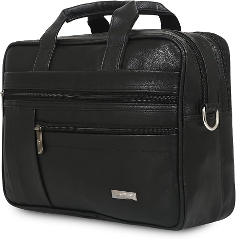 Zipline Faux Leather 15.6" Laptop Messenger Bag for Men - Black